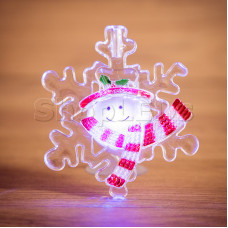 Фигура светодиодная на присоске "Снежинка со снеговиком", RGB, SL501-021